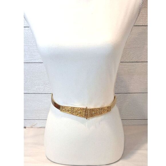 Accessocraft N.Y.C. Stretch Belt Gold Tone Vintage Size Small - Picture 2 of 7